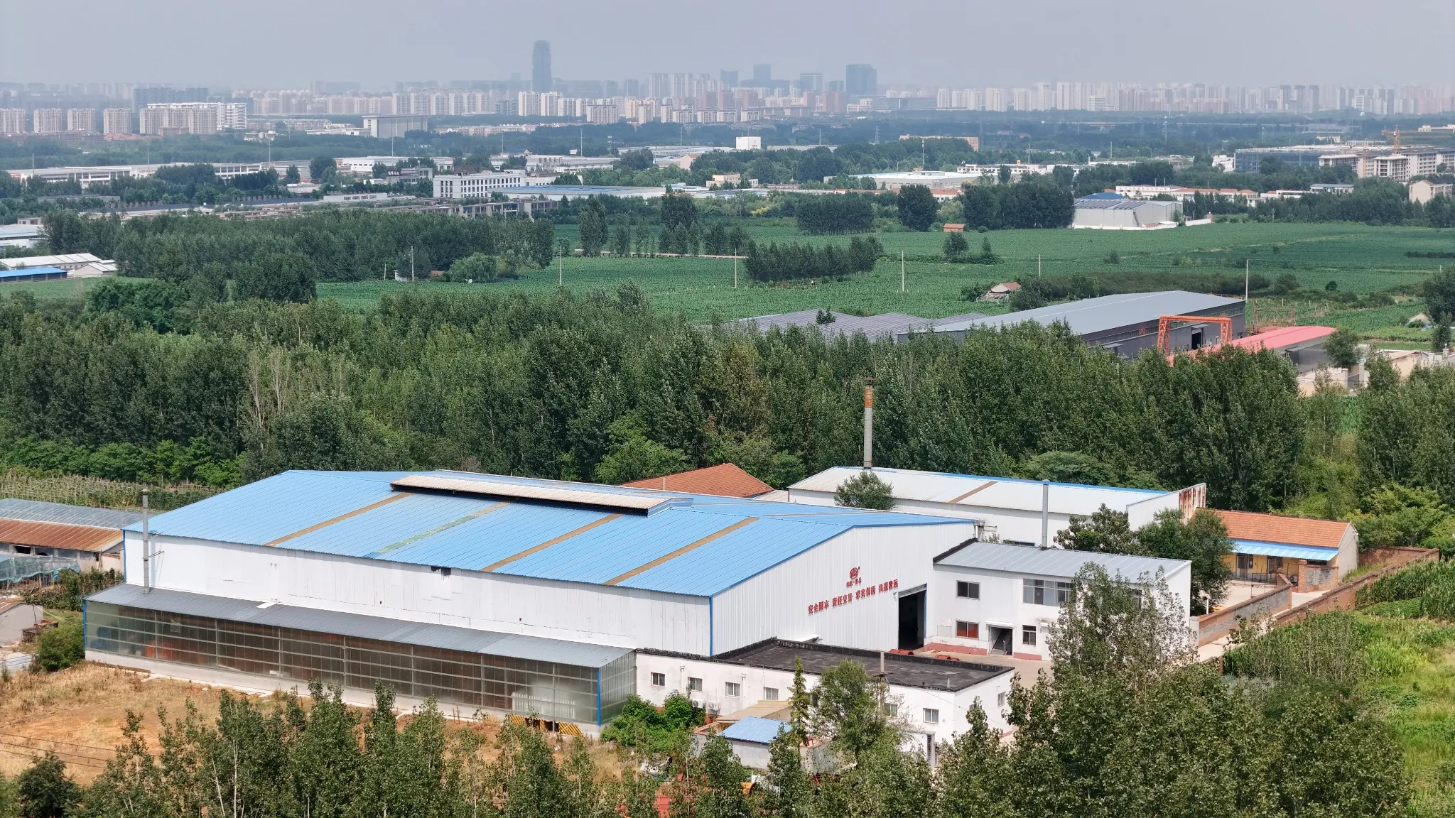 QIYUE FAN Manufacturing Facility Aerial view of Shandong Qiyue Fan industrial fan manufacturing facility
